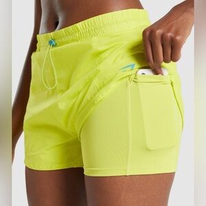 Gymshark Pulse 2 in 1 Hi-Waisted Athletic Shorts size S Lime Green
